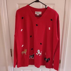 Red Old Dell Designs Dog Sweater Size XL